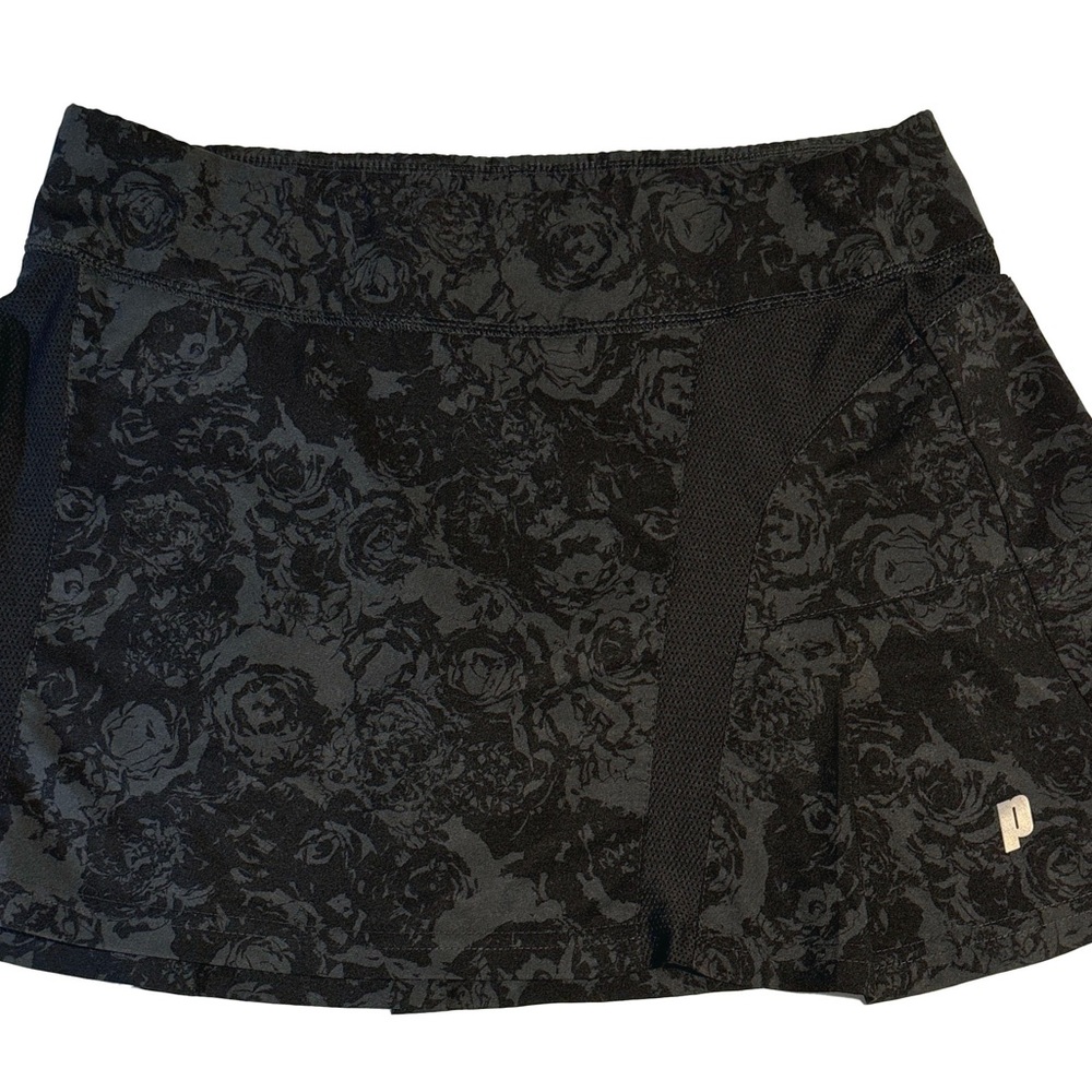 Prince Charcoal & Black flower tennis Skort